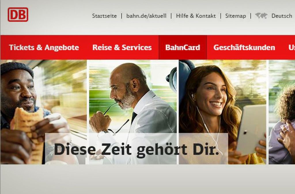 Ein Ausschnitt des Werbebanners auf der Website der Deutschen Bahn mit Sternekoch Nelson Müller (l.) und Moderatorin Nazan Eckes (r.) Foto: Bahn