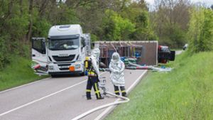 Am Dienstagmittag ist es in Remseck am Neckar zu einem Gefahrgutunfall gekommen. Foto: 7aktuell.de/Sven Adomat
