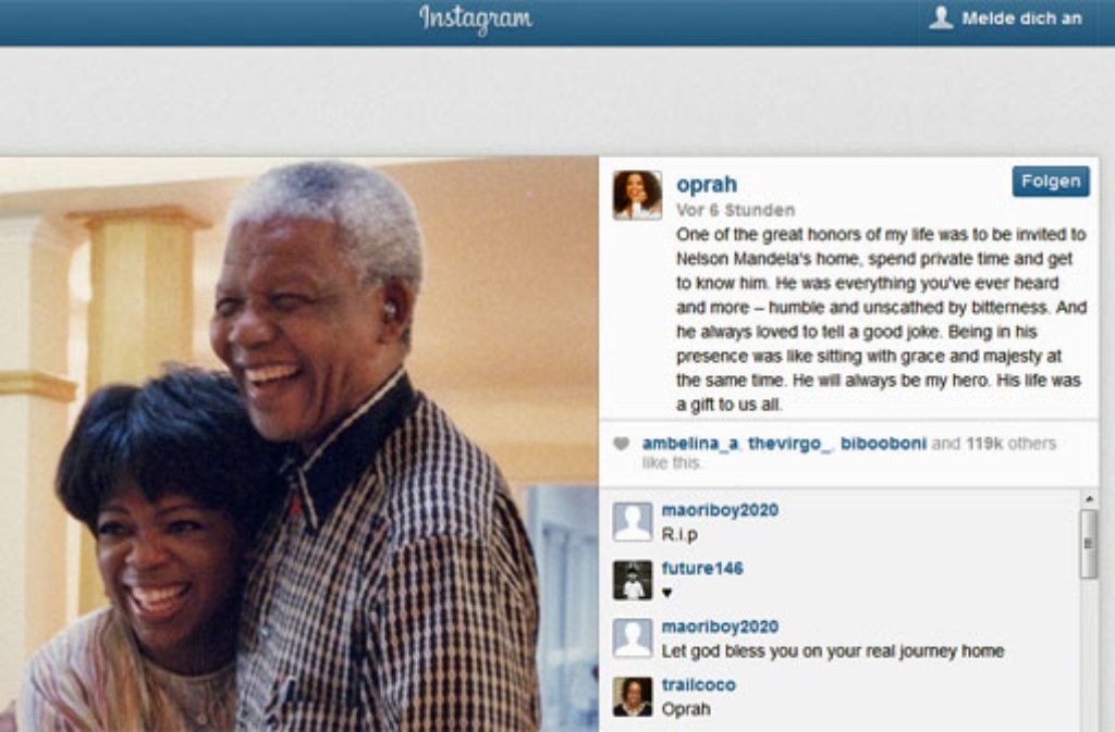 US-Moderatorin Oprah Winfrey postete auf Instagram dieses gemeinsame Foto.