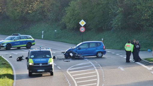 Ein 63-jähriger Motorradfahrer starb an den Folgen des Zusammenstoßes mit einem PKW an der Ausfahrt der Winnender Deponie. Foto: 7aktuell.de/Kevin Lermer