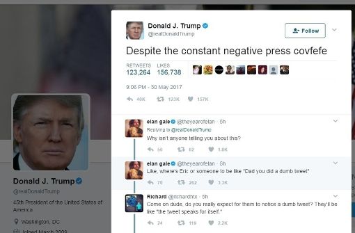 Donald Trump twitter sehr gerne – manchmal geht auch etwas daneben. Foto: Twitter/@realDonaldTrumü