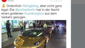 Polizei zieht goldenen Lamborghini aus dem Verkehr