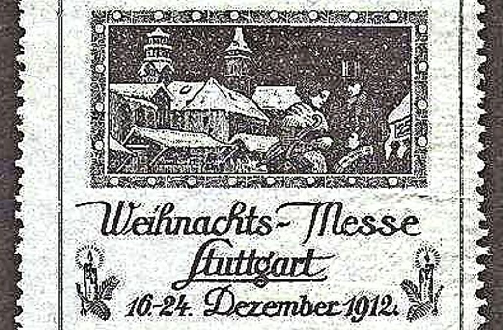 Der Weihnachtsmarkt in Stuttgart hieß einst Weihnachtsmesse: Briefmarke von 1912.