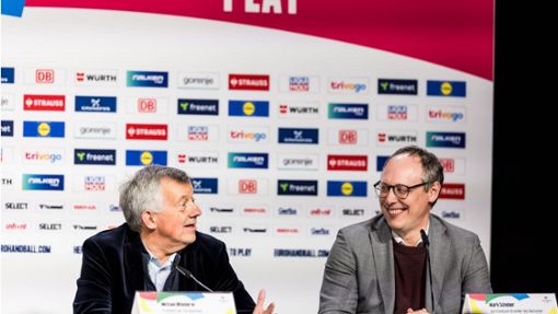 DHB-Vorstandschef Mark Schober (re.), EHF-Präsident Michael Wiederer: Erfolgreiche EM. Foto: imago/Beautiful Sports/imago/Beautiful Sports/Wunderl