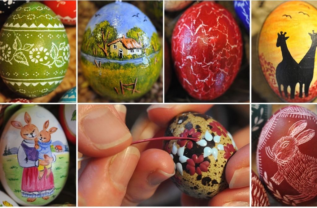 Verzierte Eier im Spreewald-Museum im brandenburgischen Lübbenau: Bunt bemalte Eier, die Kinder im Garten suchen, gehören zum Osterfest wie der Osterhase und die feierlichen Gottesdienstfeiern.