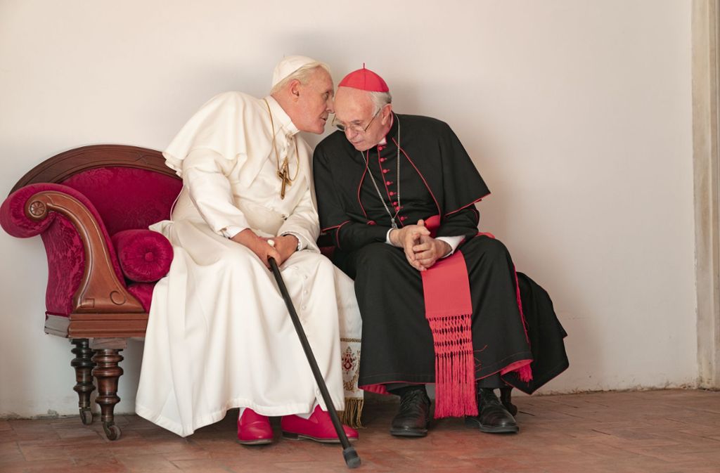 In Hochform: Anthony Hopkins (li.) und Jonathan Pryce als scheidender und künftiger Papst