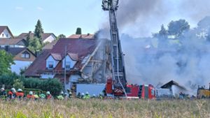 Wohnhaus-Explosion in Rohrbach an der Ilm Foto: dpa/Armin Weigel