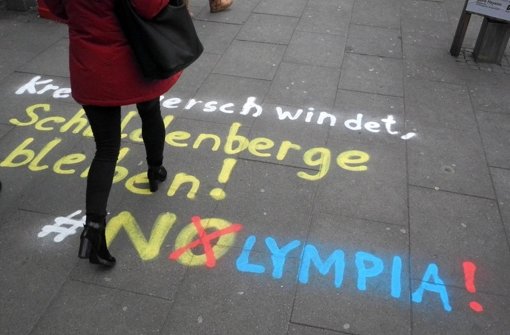 Die Olympia-Gegner haben in Hamburg ihr Ziel erreicht Foto: dpa