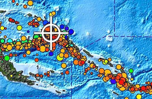 Erdbebenkarte der Region rund um den Inselstaat Papua-Neuguinea. Foto: dpa