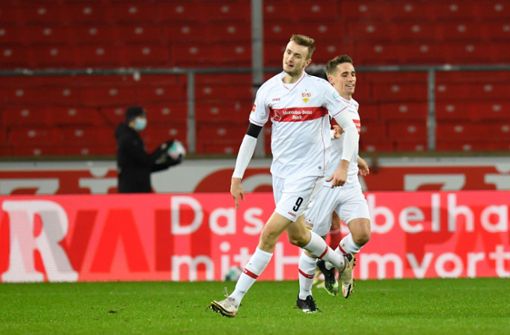 Sasa Kalajdzic war der Mann des Spiels für den VfB Stuttgart. Foto: AFP/THOMAS KIENZLE
