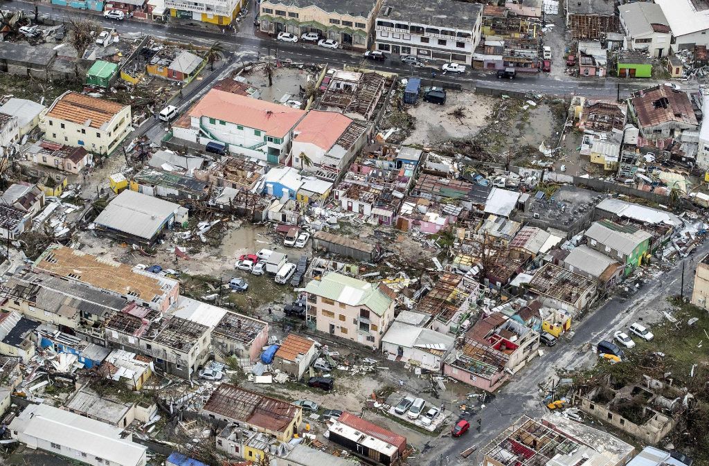 In Philipsburg auf Saint-Martin hat der schwere Hurrikan zahlreiche Häuser zerstört.