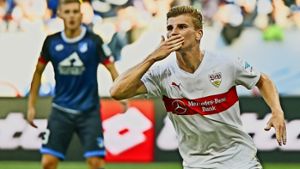 Timo Werner (20) bejubelt seine Tore künftig für RB Leipzig Foto: dpa