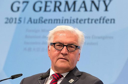 Bundesaußenminister Frank-Walter Steinmeier gibt während der Abschluss-Pressekonferenz des Treffens der G7-Außenminister sein Statement ab.  Foto: dpa