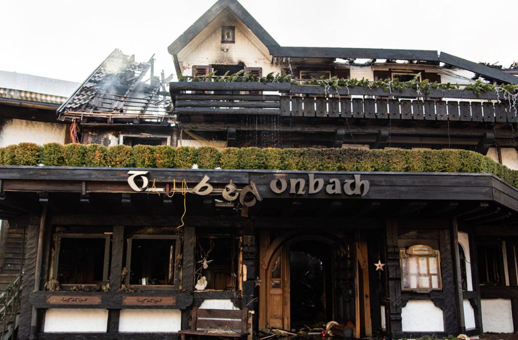 Das Restaurant Schwarzwaldstube im Hotel Traube Tonbach nach der Brand-Katastrophe. .