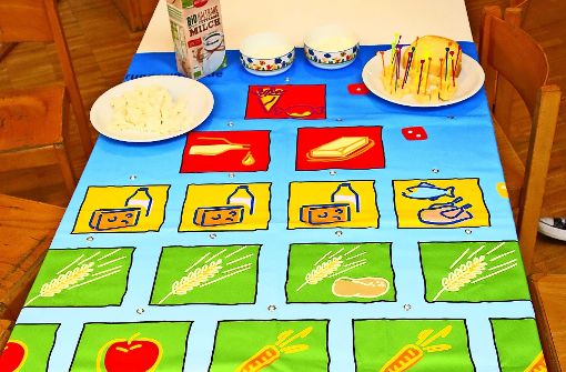 Die Ernährungspyramide als Tischdecke – so wird Kindern klar, was ihr  Körper braucht, um gesund zu bleiben.. Foto: privat