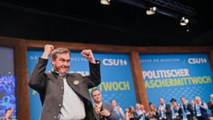 Markus Söder beim politischen Aschermittwoch der CSU. Foto: Peter Kneffel/dpa