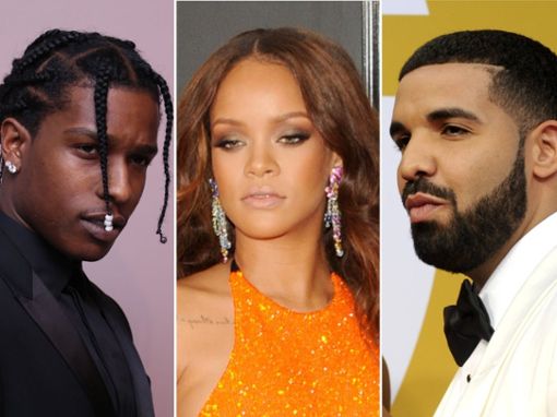 Rihanna war von 2009 bis 2016 in einer On-off-Beziehung mit Drake (r.). Heute ist sie mit A$AP Rocky (l.) liiert. Foto: John Nacion/starmaxinc.com/ImageCollect / imago/Future Image / action press