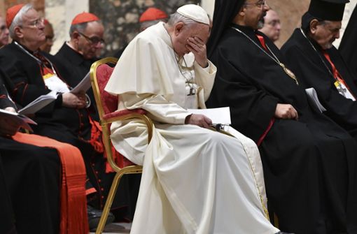 Papst Franziskus während der Missbrauchskonferenz im Vatikan. Foto: AFP
