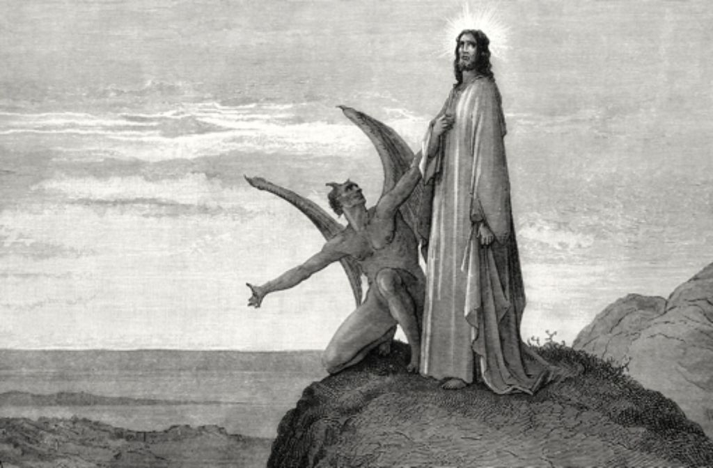 Der Teufel versucht Jesus in der Wüste (Illustration von Gustave Doré , 1832-1883). Foto: Mauritius images