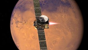 Beeindruckende Bilder: Die Raumsonde kurz vor der Landung auf dem Mars. Foto: ESA/dpa