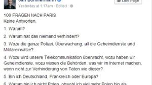 Dem Satiriker Jan Böhmermann fallen nach dem Massenmord von Paris 100 Fragen ein. Antworten geben andere – zum Glück. Foto: Jan Böhmermann bei Facebook / Screenshot