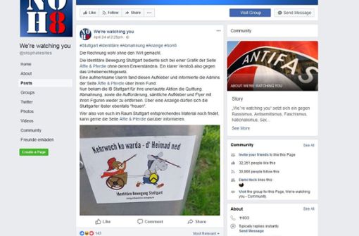 Der Vorfall um Äffle und Pferdle und die „Identitäre Bewegung“ in Stuttgart wurde auf Facebook publik. Foto: Facebook/We’re watching you