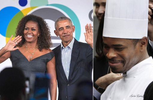Tafari Campbell (rechts) ging mit Michelle und Barack Obama, als der 44. US-Präsident das Weiße Haus verließ. Foto: dpa/Ashlee Rezin Garcia/Chicago Sun-Times/Ron Edmonds