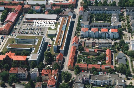 Im Hof wird erweitert: Das geplante Führungs- und Lagezentrum des Ludwigsburger Polizeipräsidiums. Foto: Polizeipräsidium Ludwigsburg
