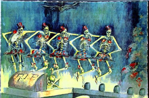 Ein Widerspruch in sich: Carlos González Ragels RIP-Tänzer  aus der Serie Esqueletomaquias (circa 1937–42, Reprint) Foto: Württembergischer Kunstverein Stuttgart