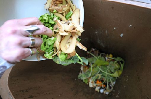 Essensreste und Küchenabfälle gehören in die Biotonne, Plastik nicht. Auch keine Biokunststoffbeutel. Foto: /Peter Steffen