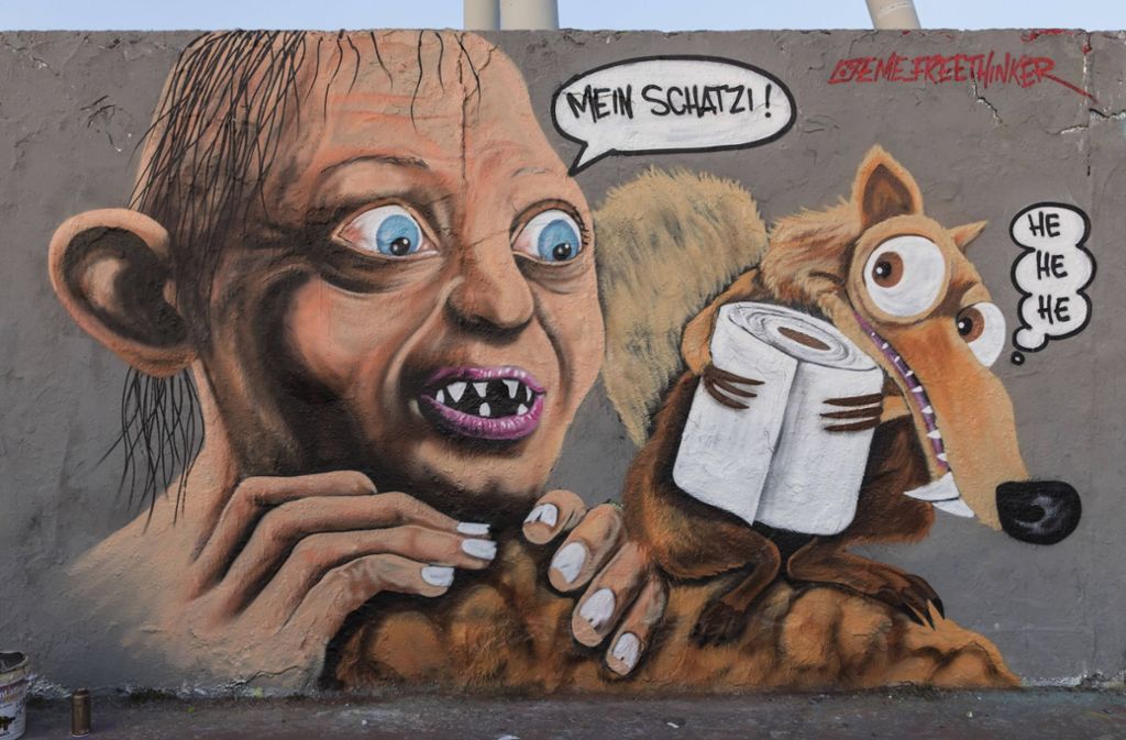 Nicht zu übersehen: Das Graffiti von   Eme Freethinker im Berliner Mauerpark.