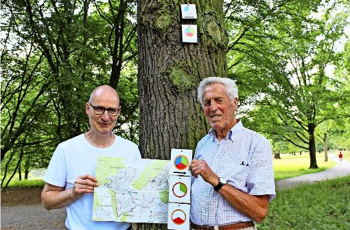 Michael Fuchs (li.) und Ewald Eblen haben sich dem Wegenetz gewidmet. Foto: Holowiecki