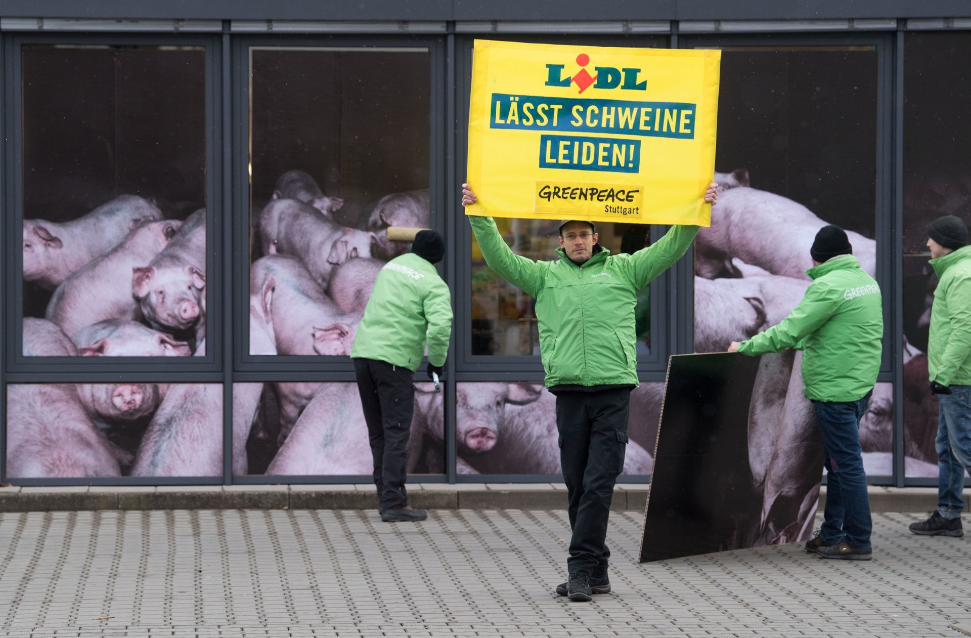 Vor Lidl Filiale In Stuttgart Greenpeace Aktivisten Protestieren Gegen