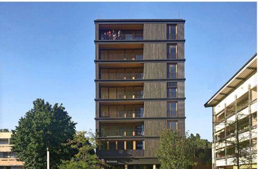 Einer der drei Holzbaupreise 2023 geht an das Hochhaus Buggi 52 in Freiburg im Breisgau. Foto: Jochen Weissenrieder