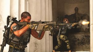 Eine Szene mit Symbolkraft: Schießende Spezialeinheiten am Lincoln Memorial in Washington. Foto: Ubisoft