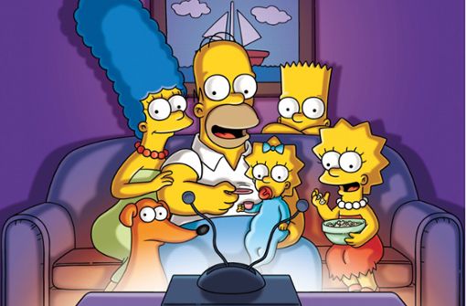 Die Familie Simpson:  Marge,  Homer, Maggie,  Bart und  Lisa (von links), vorne der  Hund Knecht Ruprecht Foto: dpa