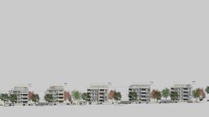 Im Gebiet Sonnenberg Süd-West wird  eine Zeile mit fünf  Mehrfamilienhäusern gebaut. Sie dürfen bis zu 16 Meter hoch werden. Foto: Wohnungsbau Ludwigsburg
