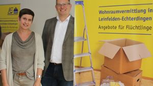 Corinne Belz und Andreas Biendarra  sind in Leinfelden-Echterdingen auf der Suche nach geeigneten Wohnungen für anerkannte Flüchtlinge.Foto:Natalie Kanter Foto:  