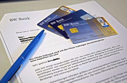 Die BW-Bank hat ihre Kunden in einem Brief über die Umwandlung der Filiale informiert. Foto: Alexandra Kratz