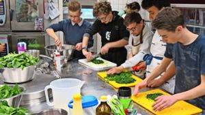 Selbst gemachte Maultaschen, Salat und Obstsalat zum Nachtisch: Die französischen Austauschschüler kochen für ihre Sillenbucher Gastgeber Foto: Julia Bosch