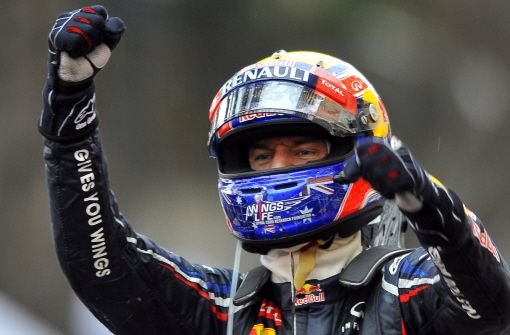 Der Australier Mark Webber freut sich über seinen Sieg in Monte Carlo. Foto: EPA