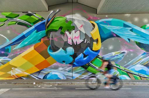 Jeroo,  ein Künstler aus Stuttgart, hat dieses Graffito in der Unterführung am Echterdinger Mobilitätspunkt Stadionstraße gestaltet. Foto: z/Marcus Gloger