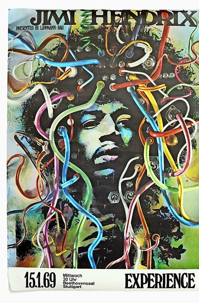 Plakat für das Konzert von Jimi Hendrix im Januar 1969 in der Liederhalle.