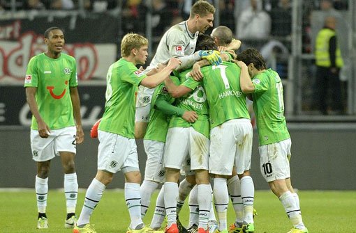 Freude bei den Spielern von Hannover 96 nach dem Sieg über Frankfurt. Foto: Bongarts/Getty Images
