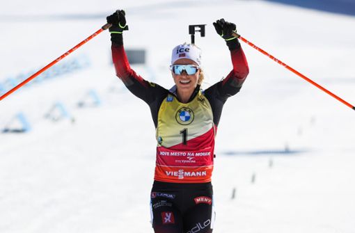 Tiril Eckhoff ist die Nummer eins im Biathlon – nach einer erfolgreichen WM setzt sie ihren Siegeszug auch in Tschechien fort. Foto: imago//Philipp Brem