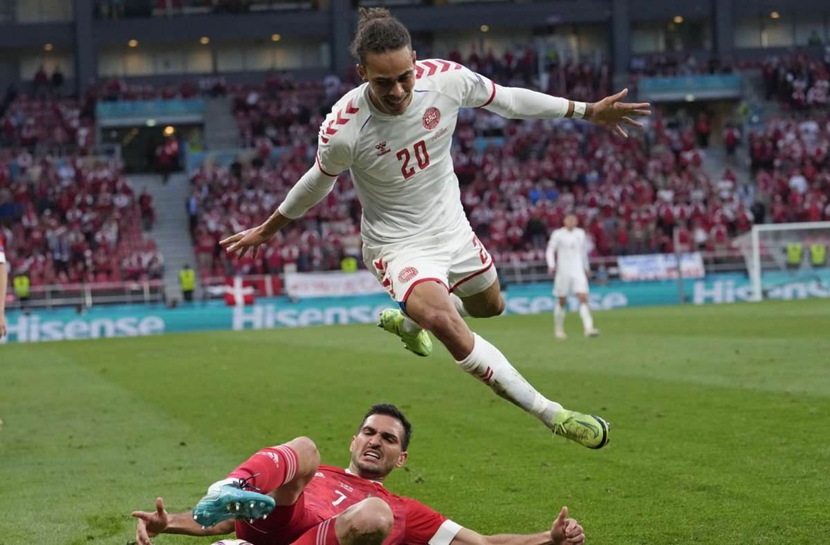 Mikkel Damsgaard traf zum 1:0 für Dänemark. - Stuttgarter ...