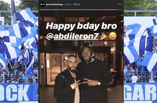 Jerome Boateng sendete via Instagram Geburtstagsgrüße an Abdenour Amachaibou von den Stuttgarter Kickers. Foto: Screenshot Instagram:  jeromeboateng