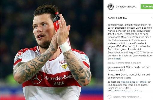 Daniel Ginczek bedankt sich für die Unterstützung der Fans. Foto: Screenshot Instagram