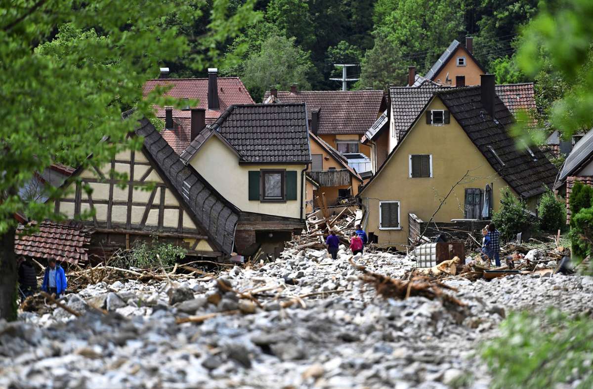 Das Unwetter in Braunsbach richtete im Jahr 2016 große Schäden an. Foto: (dpa/ Marijan Murat