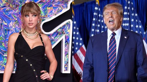 Taylor Swift landete im Dezember als „Person des Jahres“ auf dem Titel des „Time“-Magazins.    Donald Trump will unbedingt wieder US-Präsident werden. Seine Anhänger verbreiten teils irre Verschwörungstheorien. Foto: AFP/Angela Weiss/Matt Rourke
